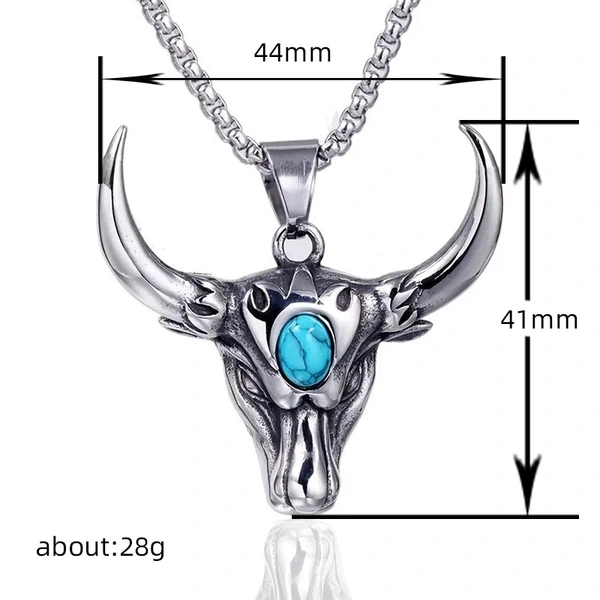  Retro bull head necklace exaggerated domineering personality trendy men's pendant European and American fashion hip-hop punk style necklace