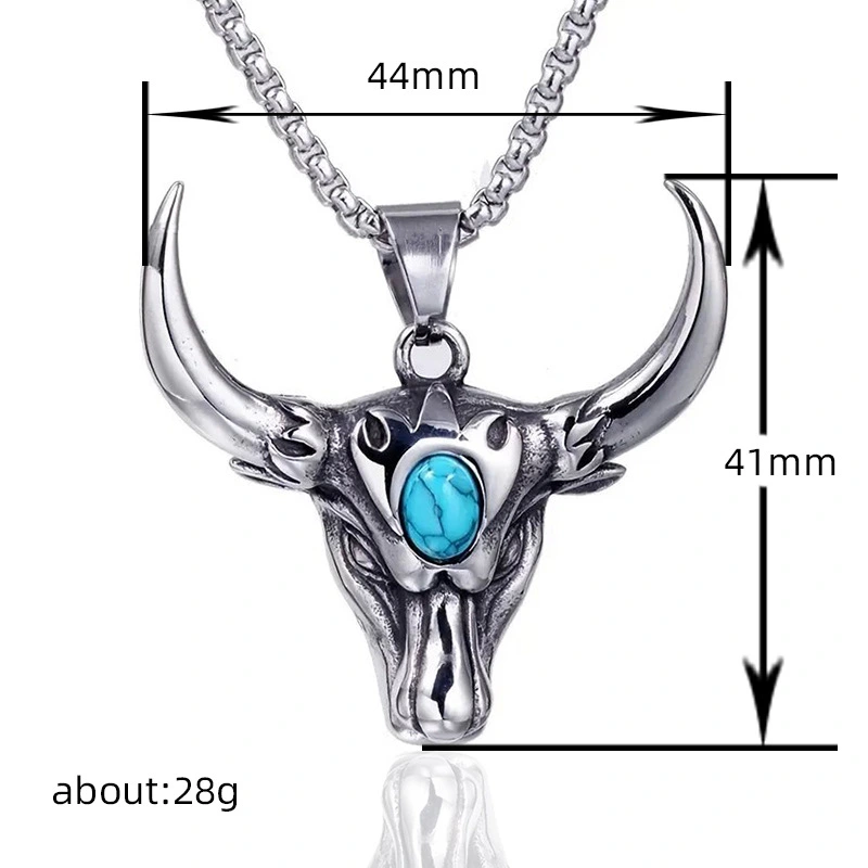  Retro bull head necklace exaggerated domineering personality trendy men's pendant European and American fashion hip-hop punk style necklace