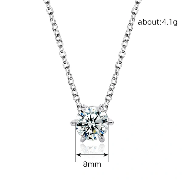   Hot selling simple geometric necklace European and American retro classic six claw round pendant light luxury necklace