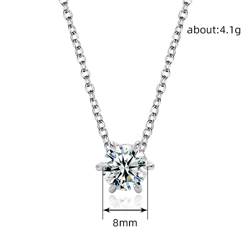   Hot selling simple geometric necklace European and American retro classic six claw round pendant light luxury necklace