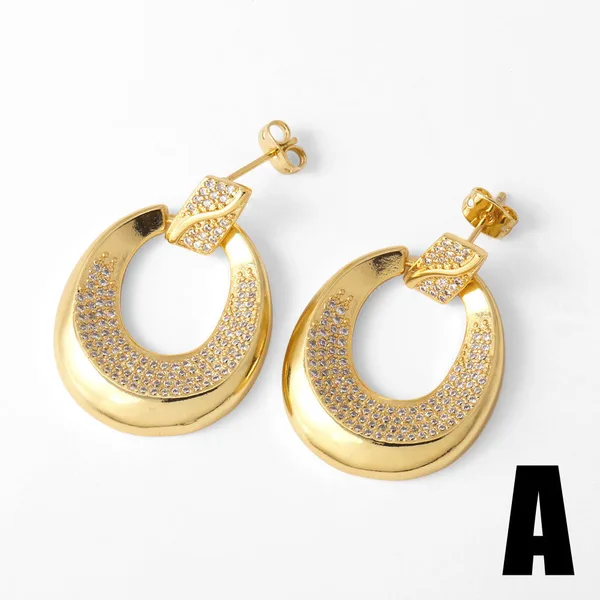 AS jewelry Europe and the United States hot selling irregular earrings female copper plated 18k gold inlaid zircon earrings earrings era342
