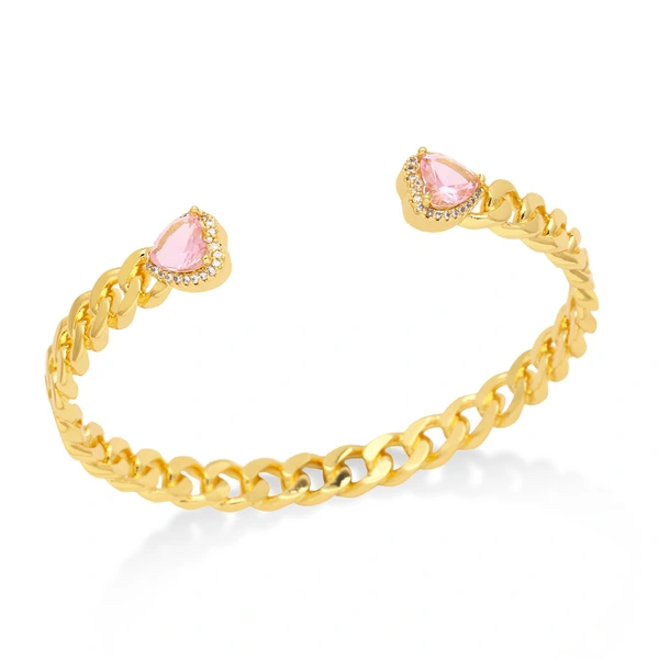 New exaggerated metal Cuban chain bracelet female European and American fashion inlaid heart-shaped zircon bracelet brj13