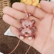 Popular cartoon bear pendant rose gold two-tone zircon men's and women's hip-hop necklace snake bone chain
