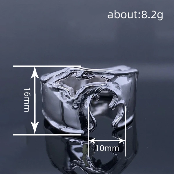   Niche design ring female wave metal electroplating accessories temperament Asian personality trend ring