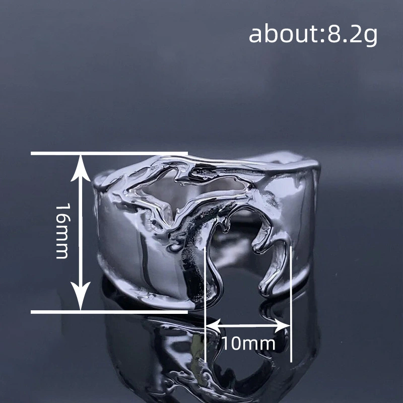   Niche design ring female wave metal electroplating accessories temperament Asian personality trend ring