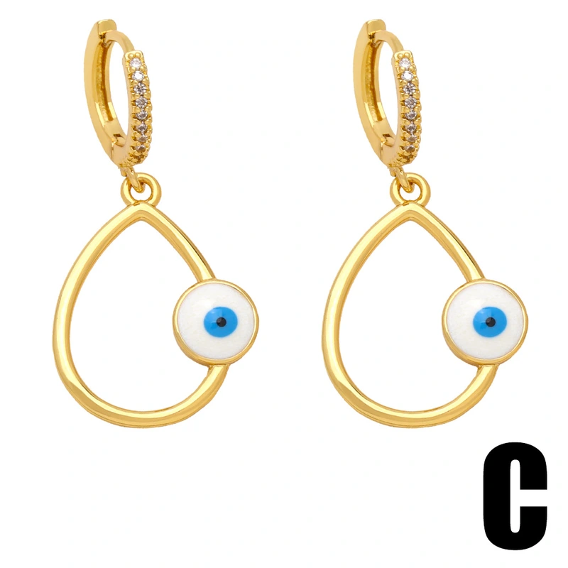 Clearance European and American jewelry devil eye earrings female geometric lightning drop oil blue eye earrings ers35