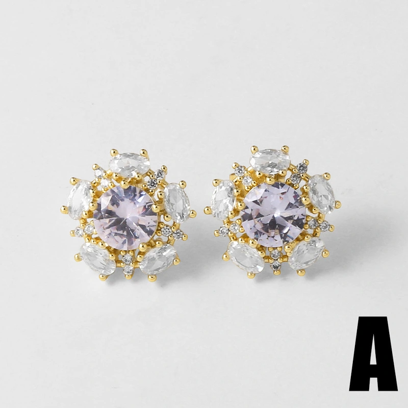 AS jewelry micro-inlaid zircon earrings copper plated 18k gold love heart earrings earrings female ery08