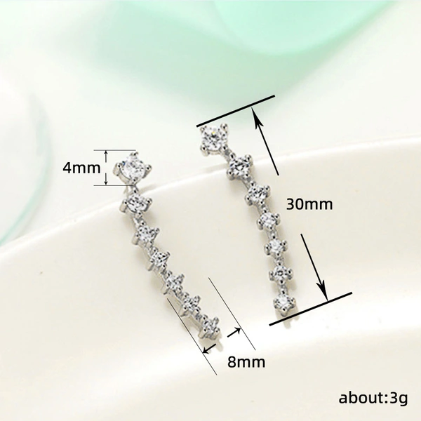 2023 new trend zircon super flash earrings Korean temperament Internet celebrity simple ear hook exquisite zircon earrings