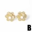 AS jewelry European and American copper plated real gold pearl flower inlaid zircon earrings earrings female erj92 earrings