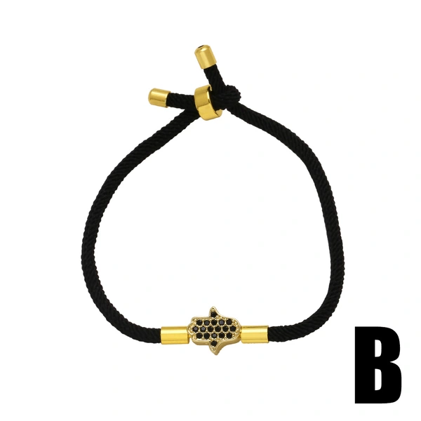 AS jewelry European and American hot selling love palm copper plated 18k gold pendant adjustable bracelet hand rope female bra34