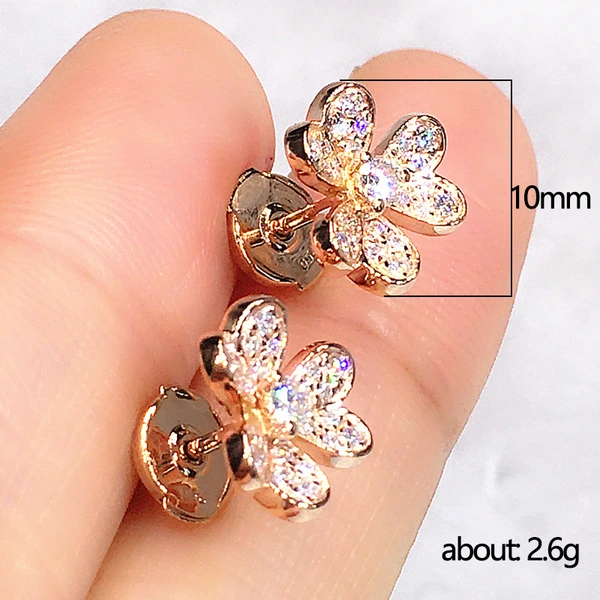 French retro high-end diamond flower earrings elegant lady full diamond earrings new earrings