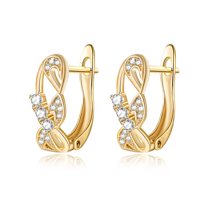 Small and light luxury twisted earrings with micro-inlaid zircon flower earrings for evening parties and celebrity dresses