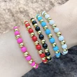 Bohemian color bracelet creative handmade copper gold-plated oil drop round beaded elastic bracelet bracelet brg92