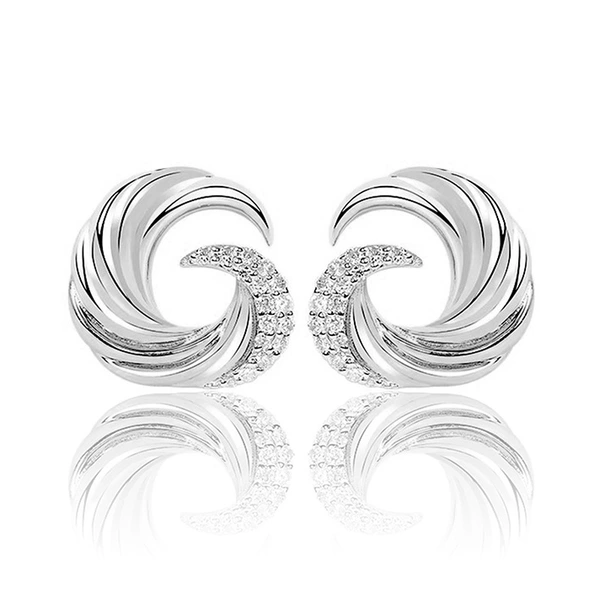  European and American wave earrings for women, fashionable design, popular earrings, micro-inlaid zircon, popular earrings