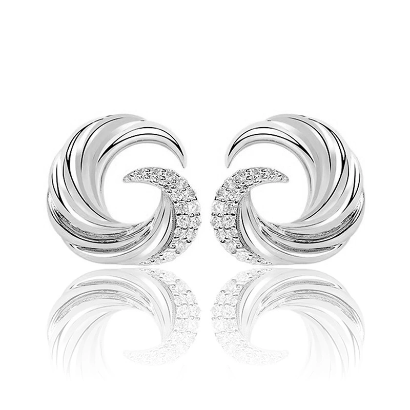  European and American wave earrings for women, fashionable design, popular earrings, micro-inlaid zircon, popular earrings