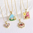 AS jewelry hot selling copper plated real gold oil pearl love flower pendant necklace clavicle chain female nky64