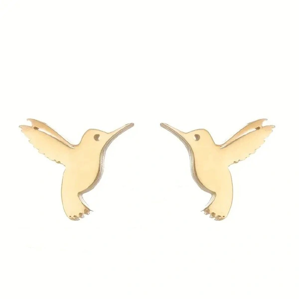  Mini simple animal earrings, metallic small bird earrings, fashionable and high-end hummingbird female earrings