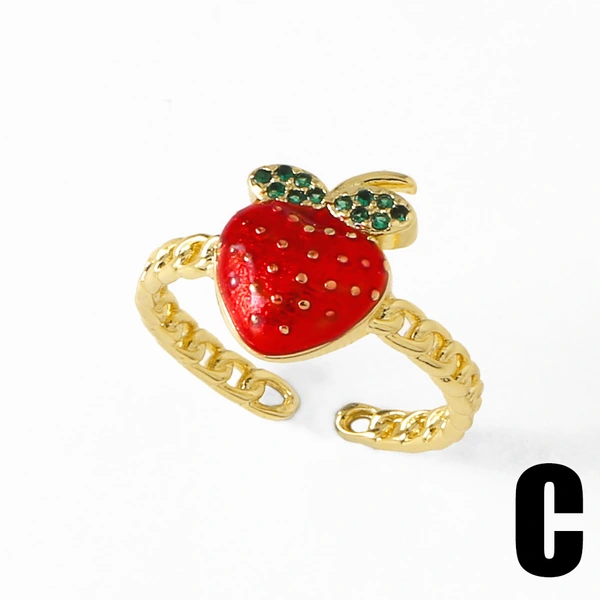Clearance AS jewelry oil drop fruit strawberry cherry ring open ring female rij53 ring