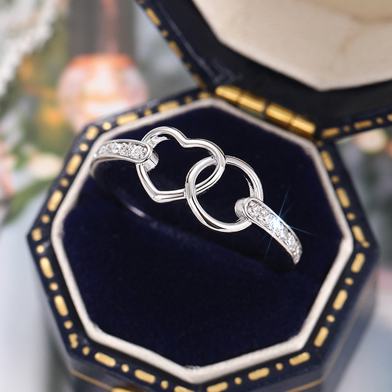  Japanese and Korean new simple ring female love heart ring design ring popular minimalist fashion jewelry