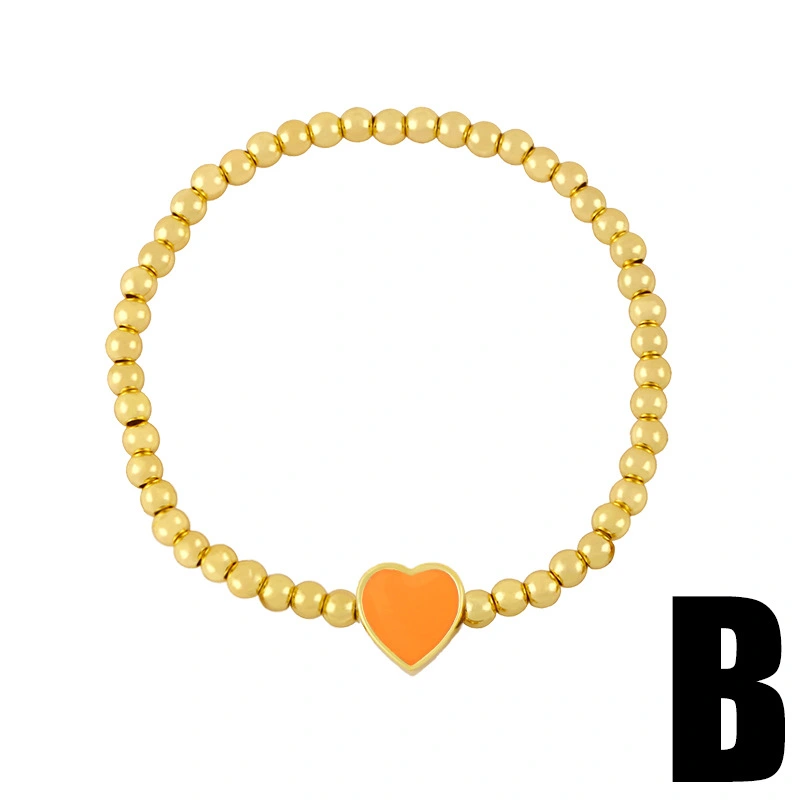 Clearance gold round bead bracelet 2024 female niche design oil drop love heart hand jewelry brd80