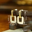   Live broadcast of simple geometric earrings hollow square micro-inlaid zircon jewelry ladies exquisite jewelry