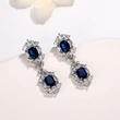 European and American retro earrings, exquisite tassel sapphire blue zircon earrings, bridal wedding dress earrings, hot sales