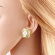 AS jewelry European and American copper plated real gold pearl flower inlaid zircon earrings earrings female erj92 earrings