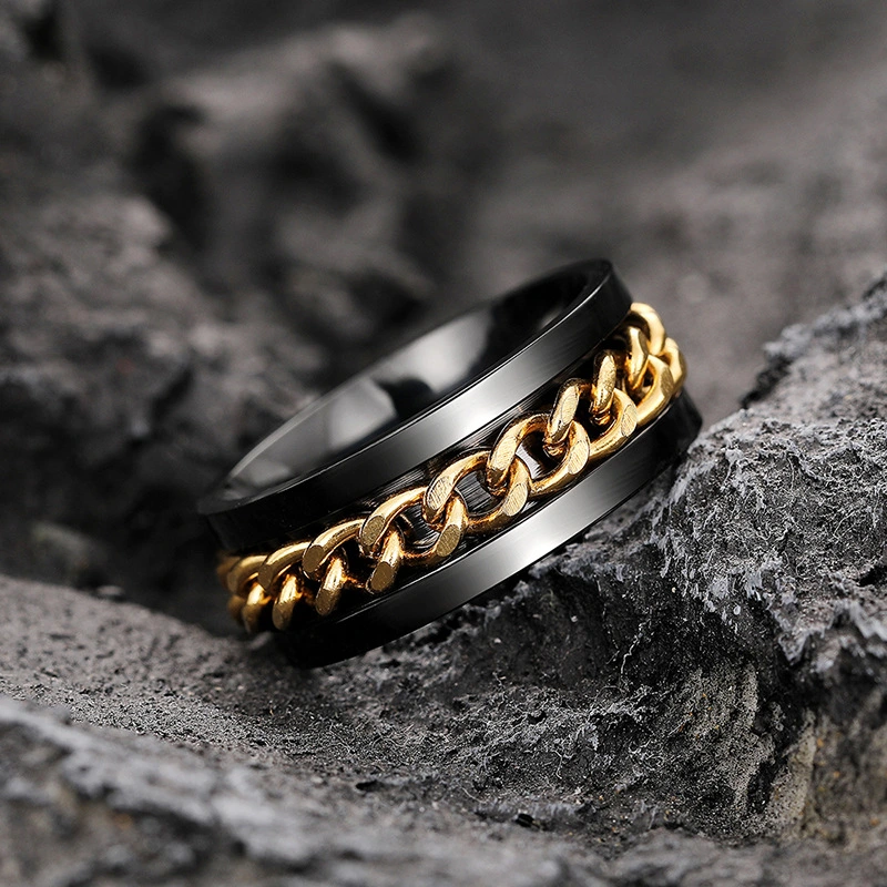  Xiaohongshu's new hot-selling ring chain buckle with a rotatable design, hip-hop style, personalized fashion accessories