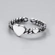  Opening adjustable fashion personality ring size love double peach heart ring heart-shaped ancient silver single ring