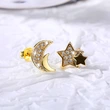 Small fresh and high-end earrings, creative asymmetrical star and moon earrings, niche elegant and fashionable earrings