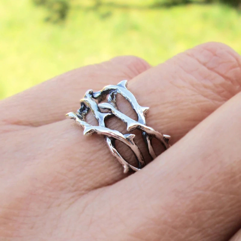 Cold style hollow thorn ear clip ring European and American punk style set without ear holes unique jewelry