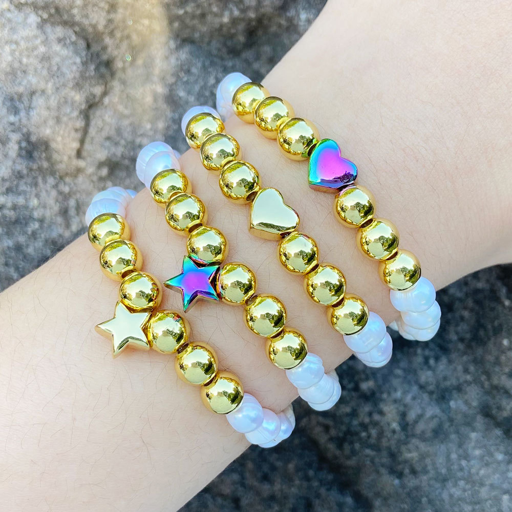Hot selling pearl heart bracelet personality creative star beaded hand jewelry bracelet brm47