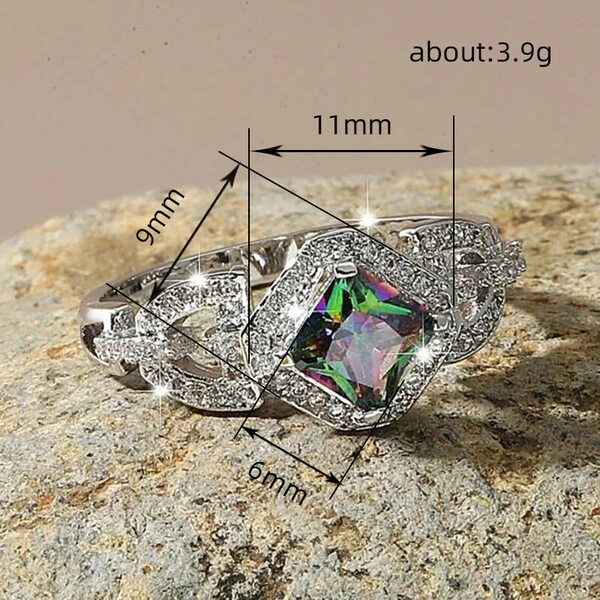   Colorful diamond rings for women light luxury high-end super flash luxury bright rings Europe and the United States hot sales