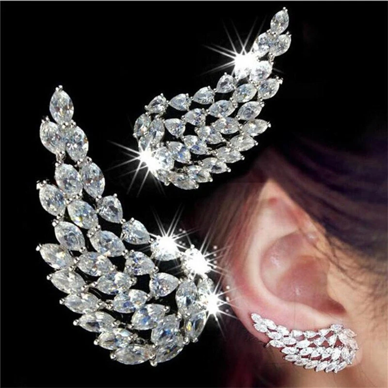 High-quality earrings angel wings AAA zircon ear clips exquisite shape women's earrings