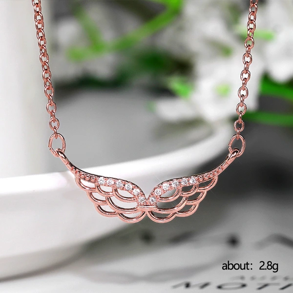  New European and American style exquisite feather wing pendant necklace for women Xiaohongshu recommended hot selling model