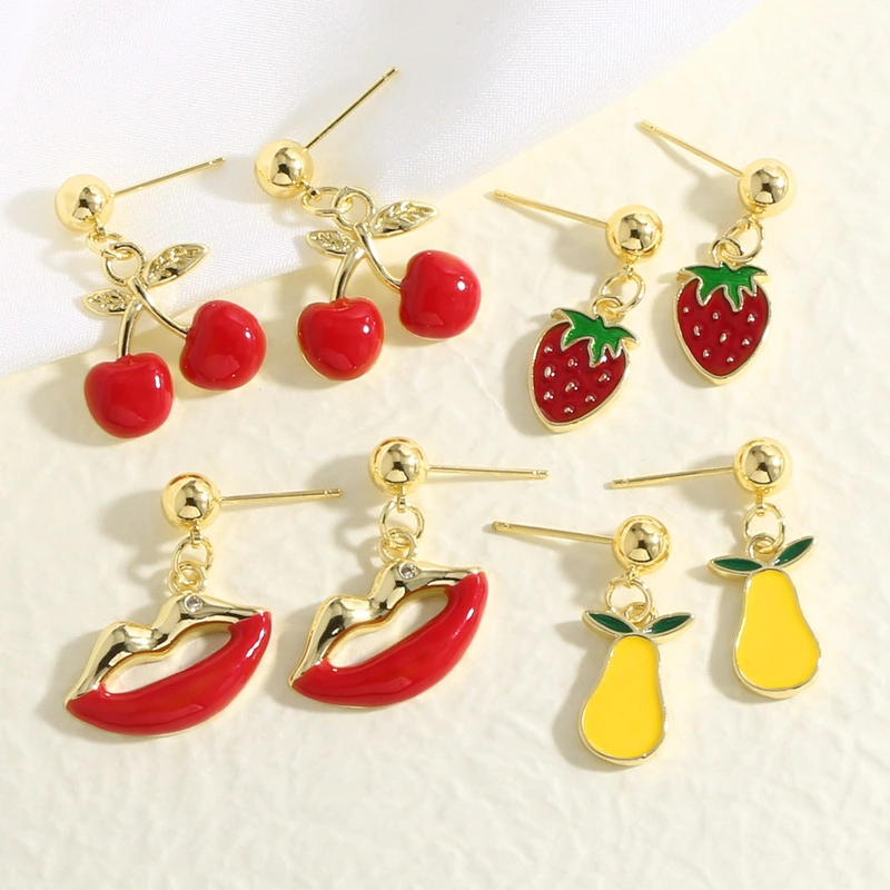 AS jewelry hot selling oil drop fruit cherry lips pendant earrings earrings female erw60 ring