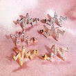 Creative electrocardiogram heartbeat earrings, new style inlaid zircon heartbeat earrings, simple and fashionable zircon lightning earrings