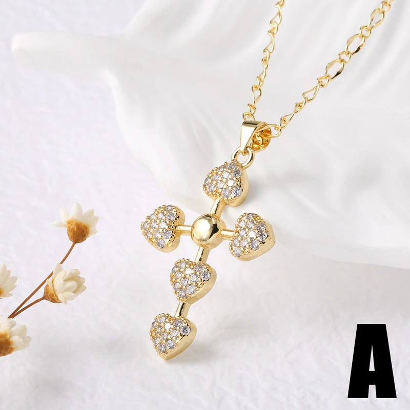 AS jewelry new gold-plated love Our Lady cross pendant necklace clavicle chain nku41