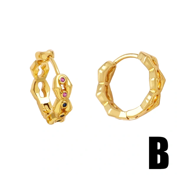 European and American simple fashion smile earrings niche design inlaid with colored zircon rope ear buckle earrings erq71