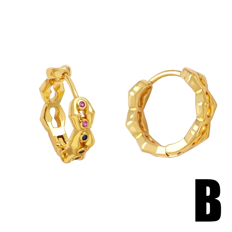 European and American simple fashion smile earrings niche design inlaid with colored zircon rope ear buckle earrings erq71