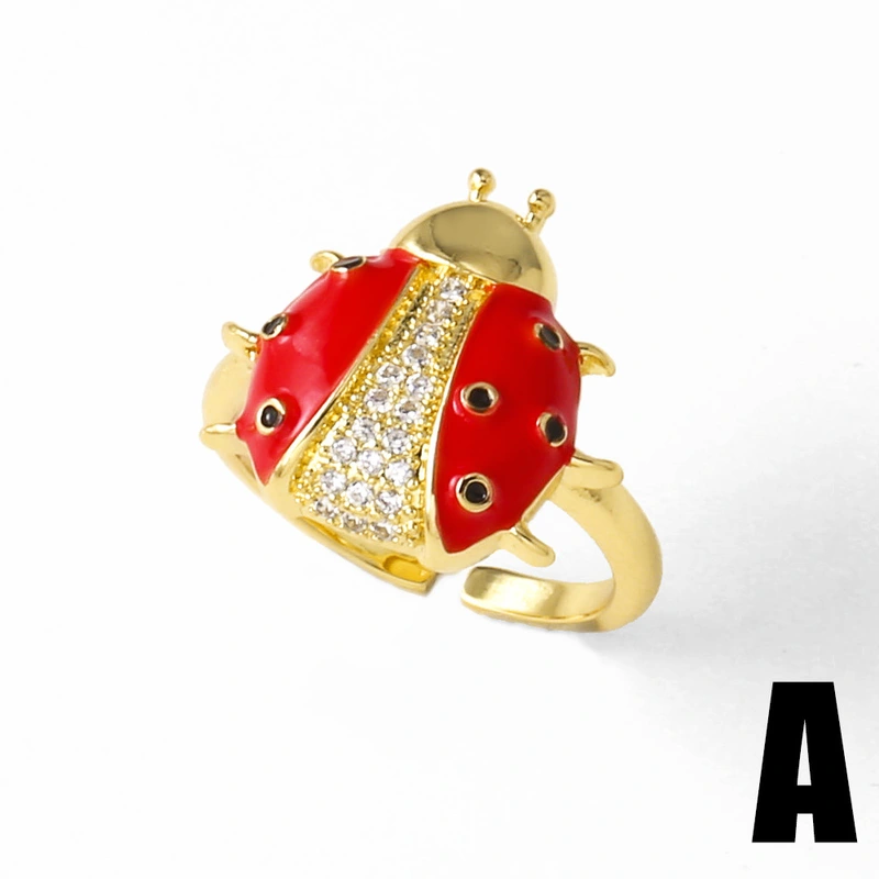 AS jewelry oil-drip gold-plated fruit cherry insect open ring finger ring ris21 ring