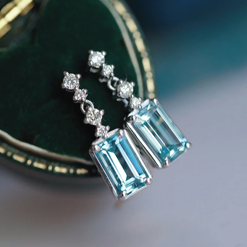 New European and American earrings, rectangular, high-end, elegant earrings, best-selling, medium-length women's earrings