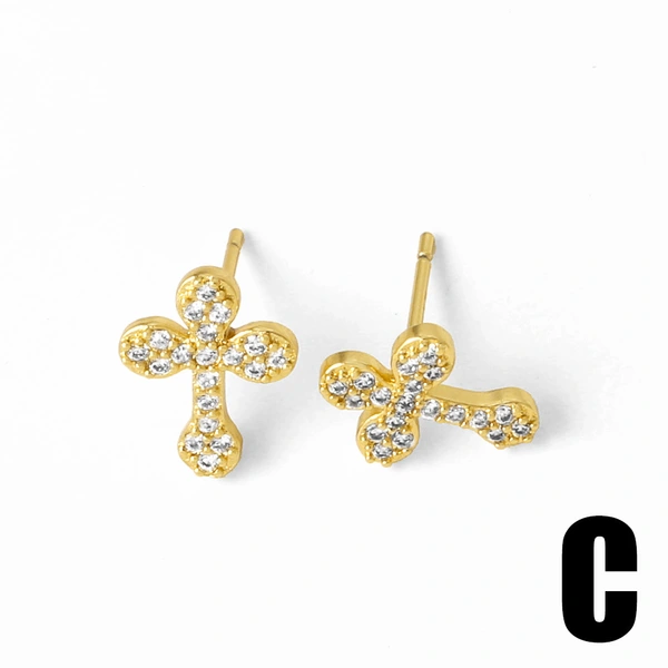 AS jewelry Europe and the United States hot selling cross earrings female copper plated 18k gold full zircon earrings era369