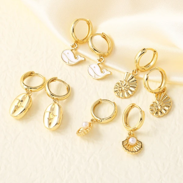 AS jewelry hot selling ocean series whale shell conch pendant earrings earrings female erq41