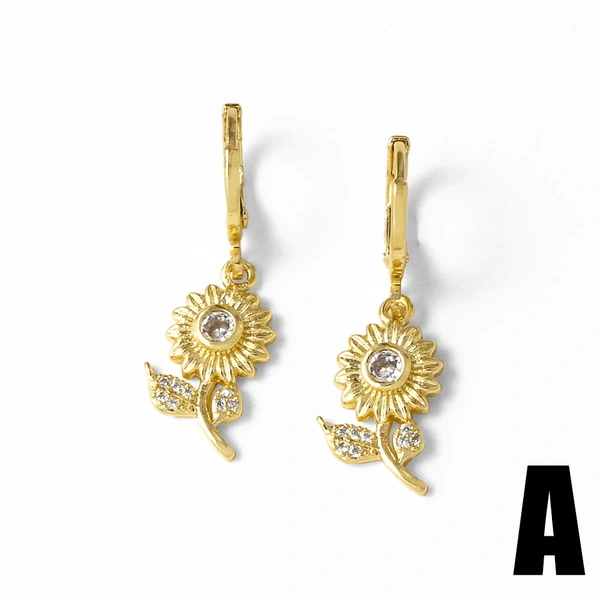 AS jewelry new 18k gold inlaid zircon love four-leaf clover pendant earrings earrings era050