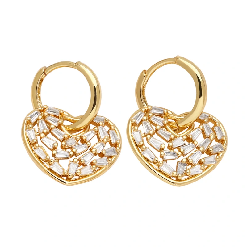 Hot selling fashion heart earrings women's pendant European and American simple inlaid zircon heart earrings earrings era310