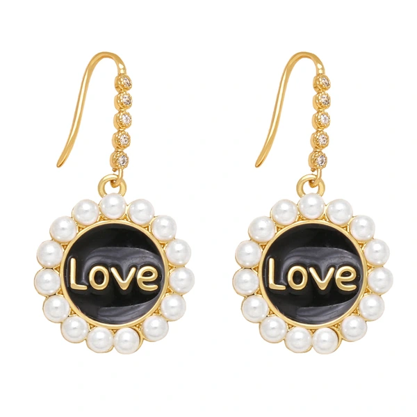 Clearance 2023 niche design personality micro-inlaid pearl Love earrings earrings versatile fashion earrings erq63