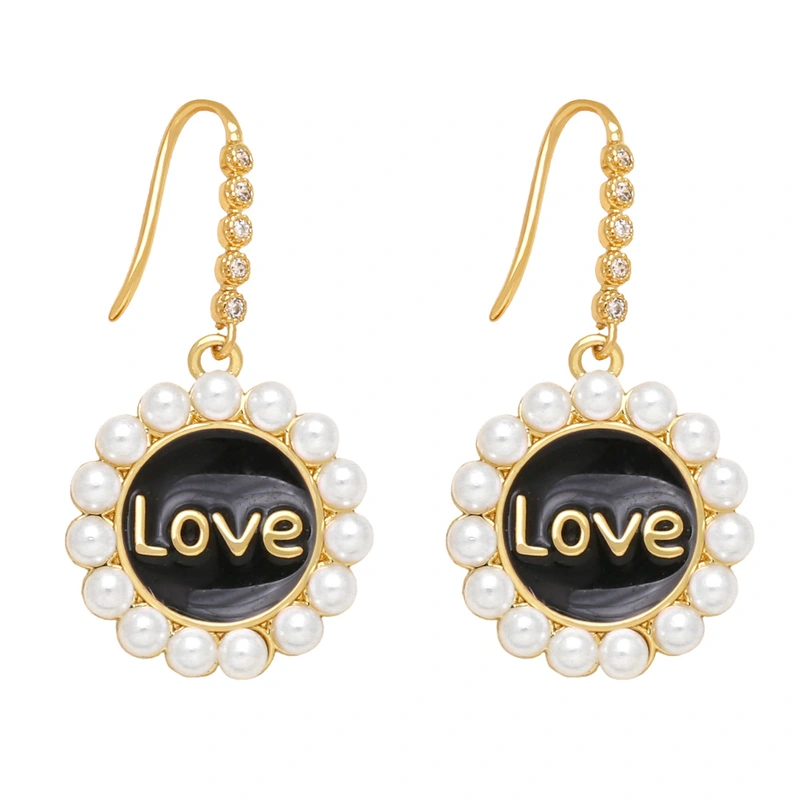 Clearance 2023 niche design personality micro-inlaid pearl Love earrings earrings versatile fashion earrings erq63