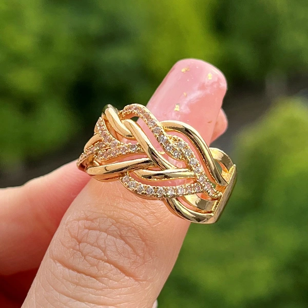 Independent station European and American multi-layer winding ring creative hollow metal geometric twist ring for men and women