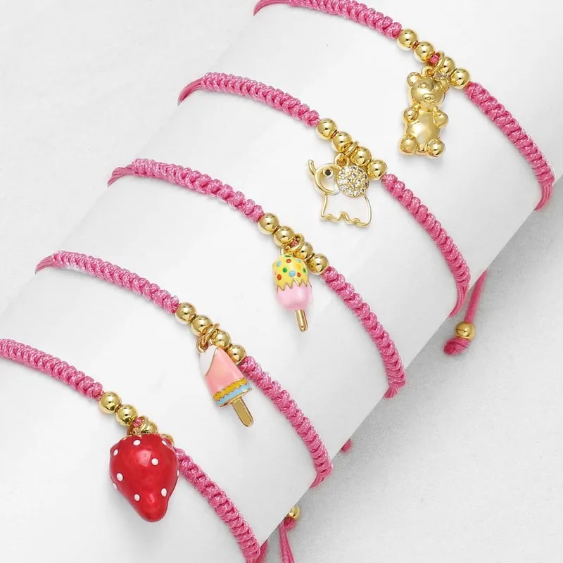 AS jewelry European and American new strawberry bear elephant bracelet female gold-plated adjustable hand rope brh82